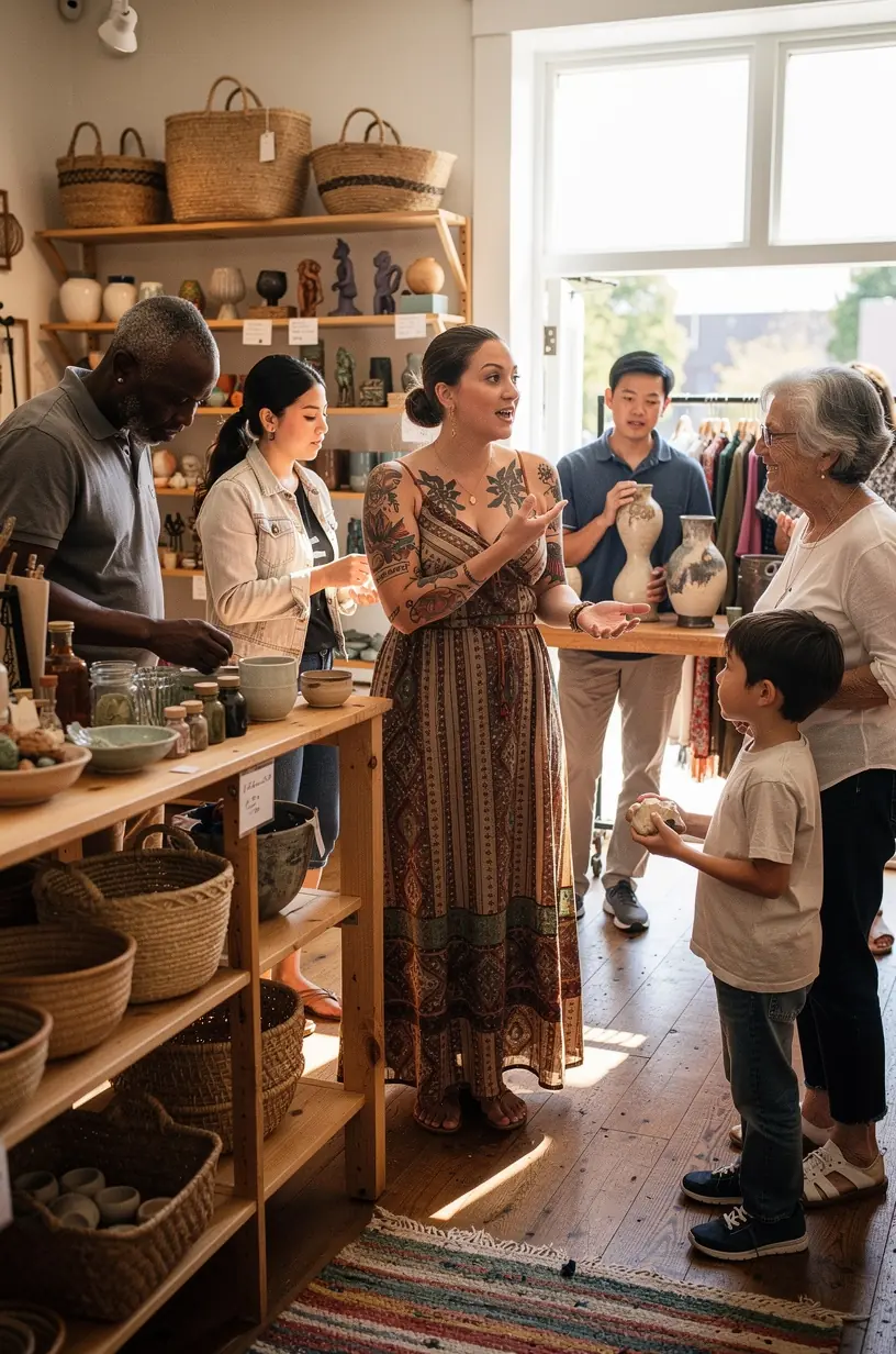 Local journalist reporting in community setting.