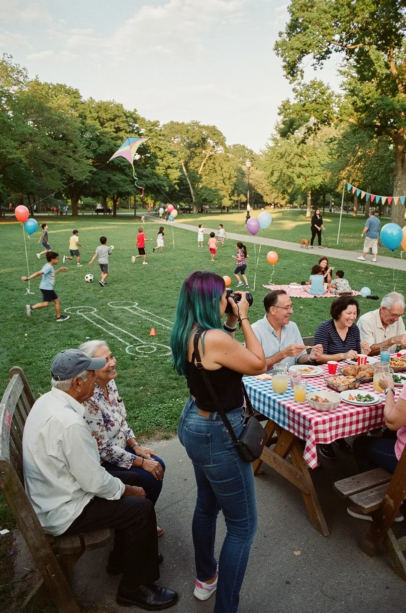 Public park promoting community health and well-being